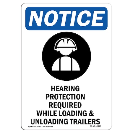 Signmission OSHA, Hearing Protection, 14in X 10in Rigid Plastic, 10" W, 14" H, Portrait, OS-NS-P-1014-V-13417 OS-NS-P-1014-V-13417